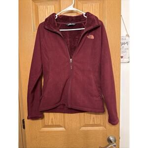 The North Face Sherpa Lined Fleece Jacket Womens Small Maroon Pockets Full Zip